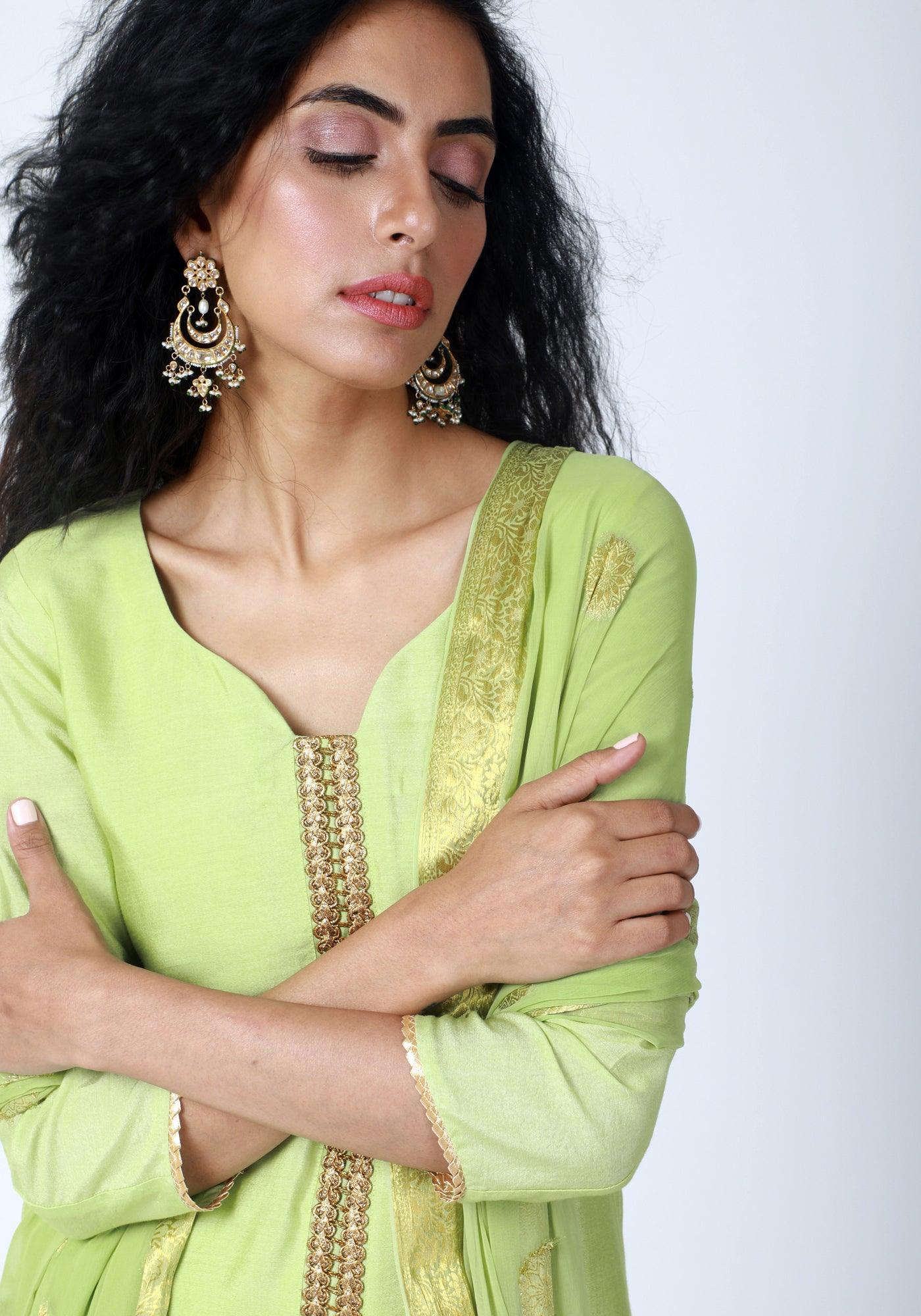 Green Gota Kurta-Pant-Dupatta - trueBrowns