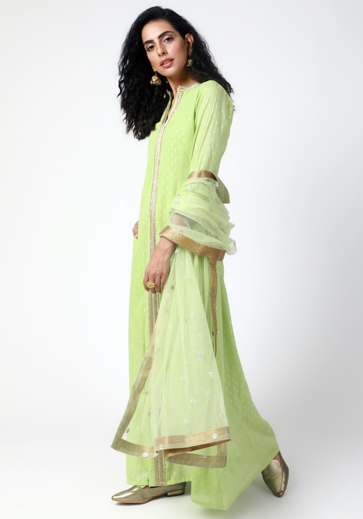 Green Lace Kurta-Pant-Dupatta - trueBrowns
