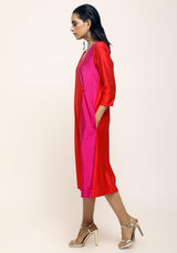 Orange Contrast Overlap Dress - trueBrowns