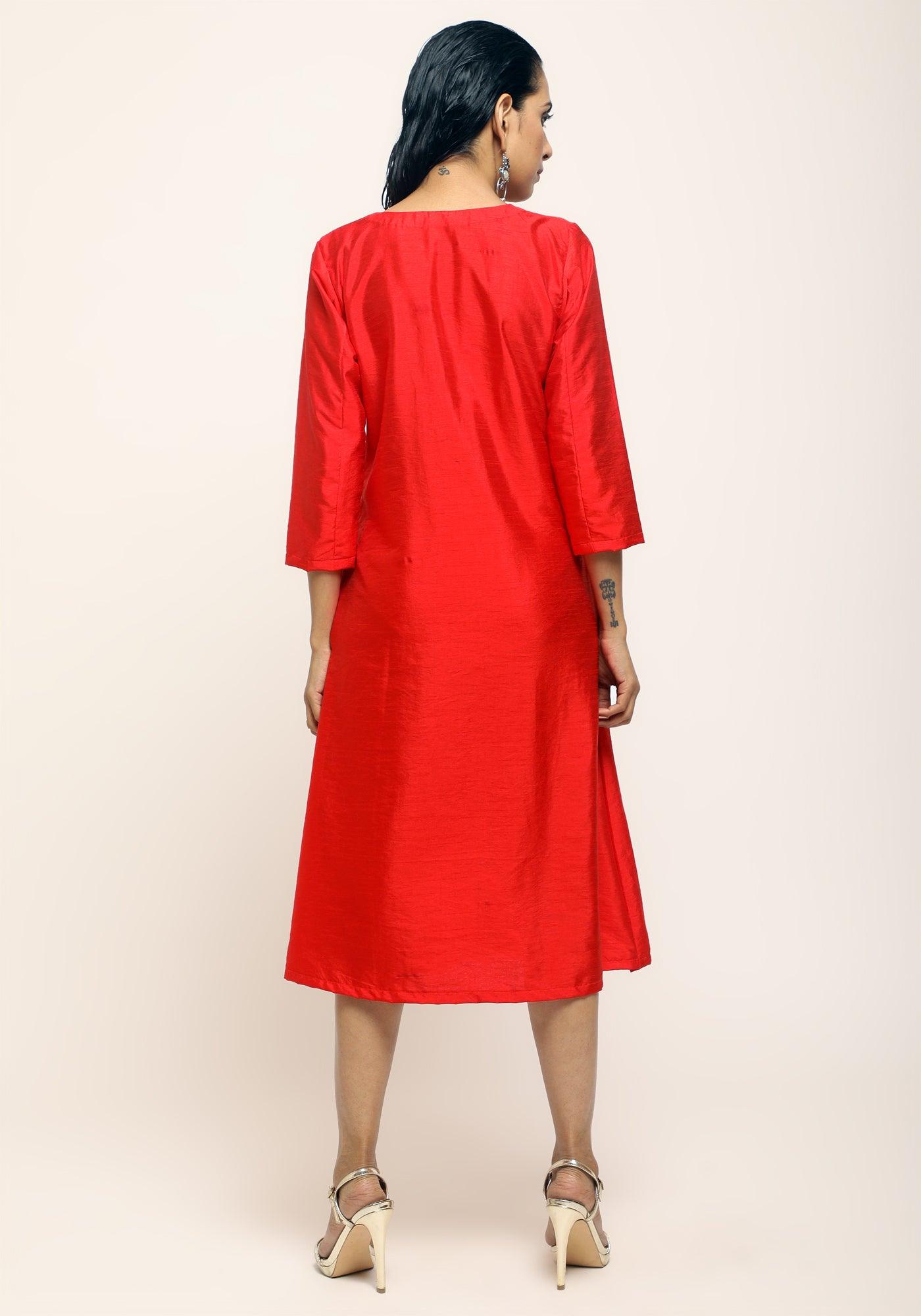 Orange Contrast Overlap Dress - trueBrowns