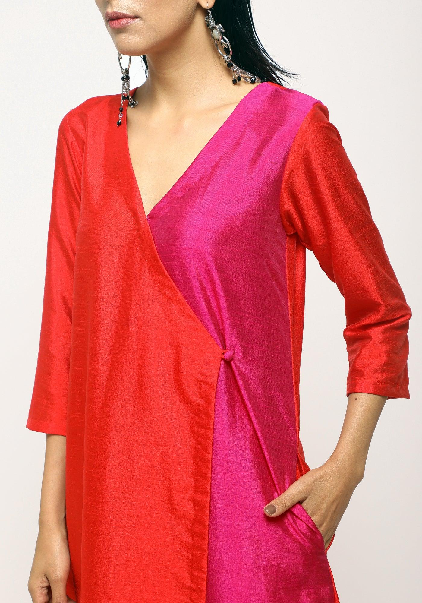 Orange Contrast Overlap Dress - trueBrowns