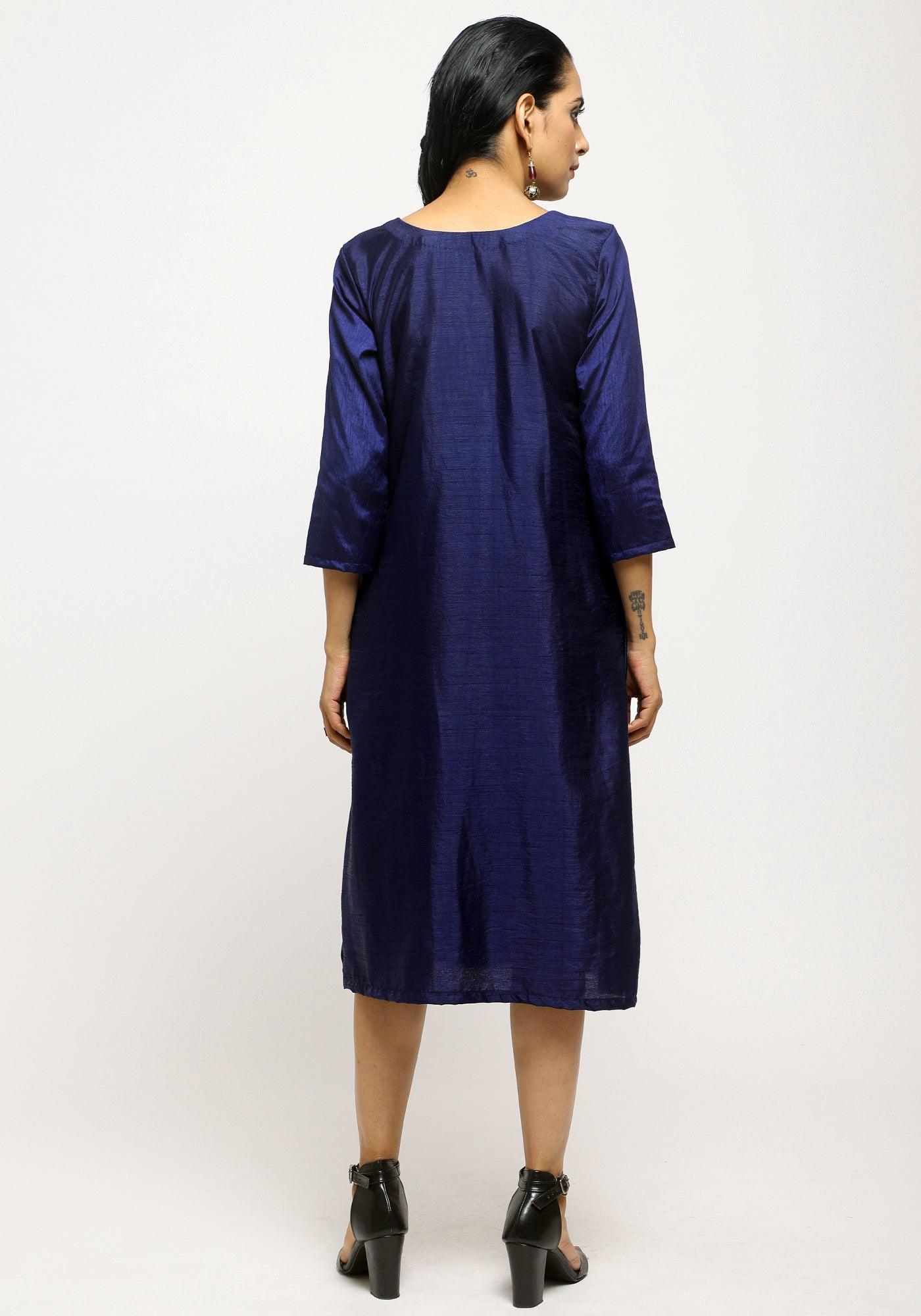 Blue Contrast Overlap Dress - trueBrowns