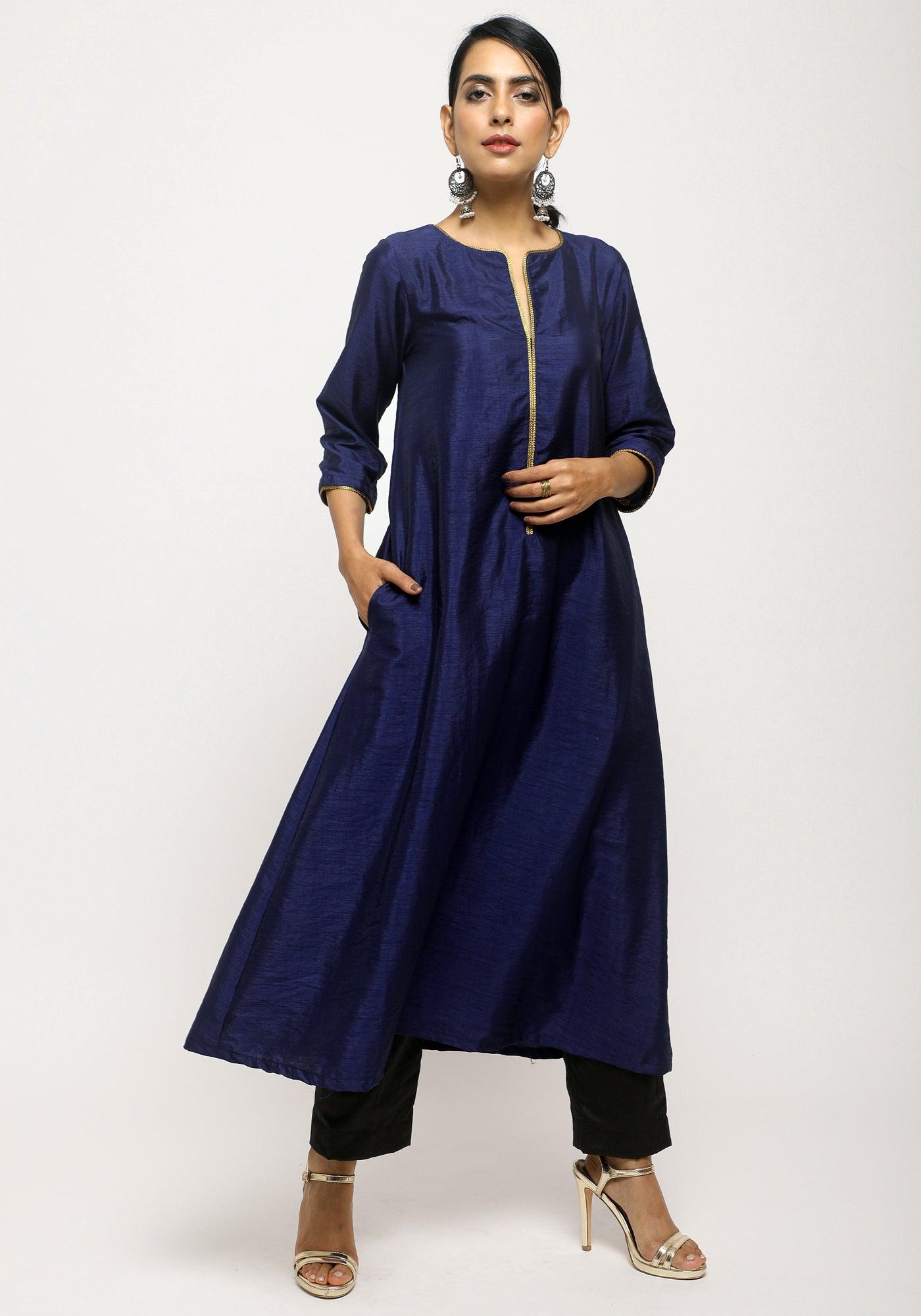 Blue Laced Kurta Set - trueBrowns