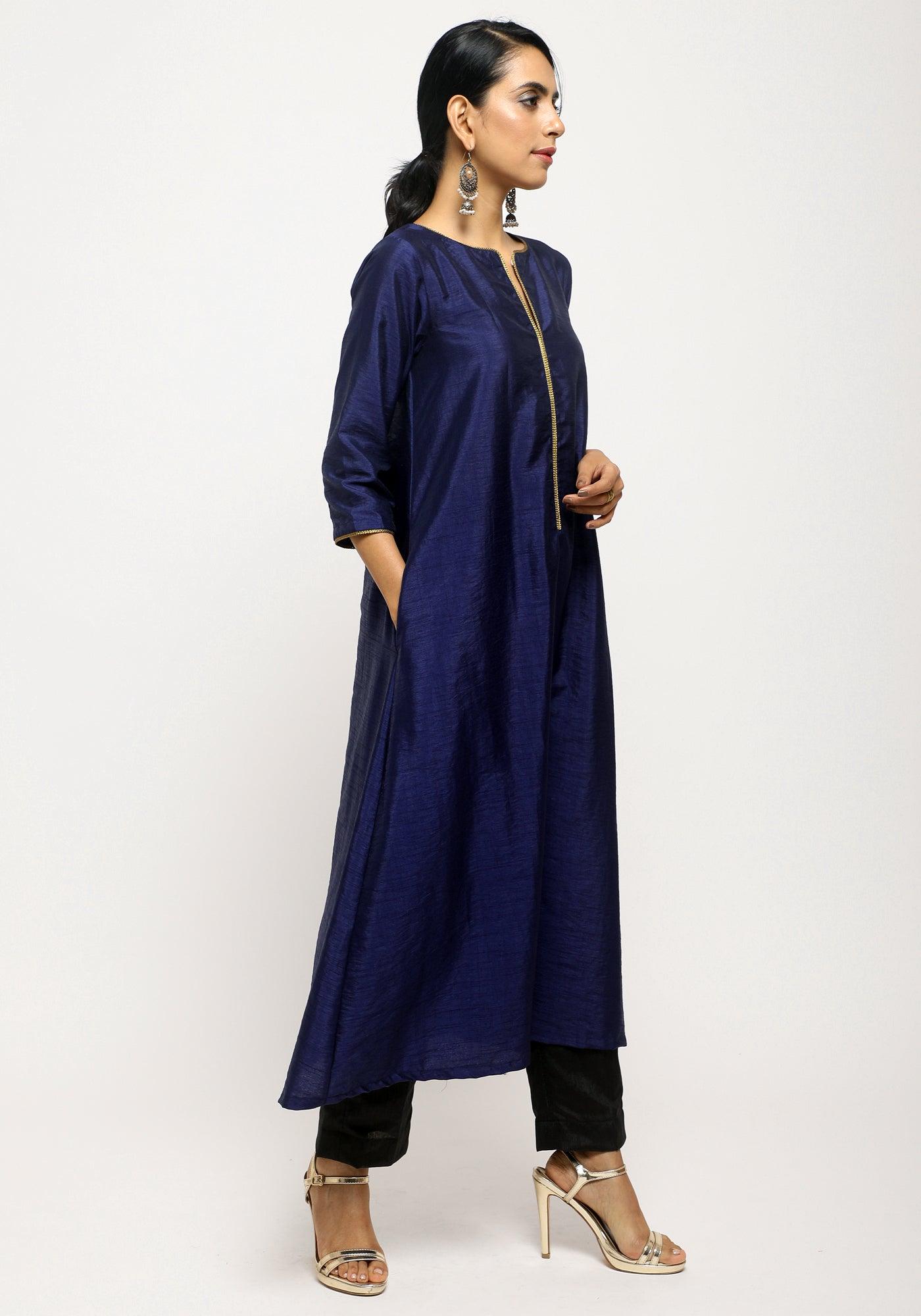Blue Laced Kurta Set - trueBrowns