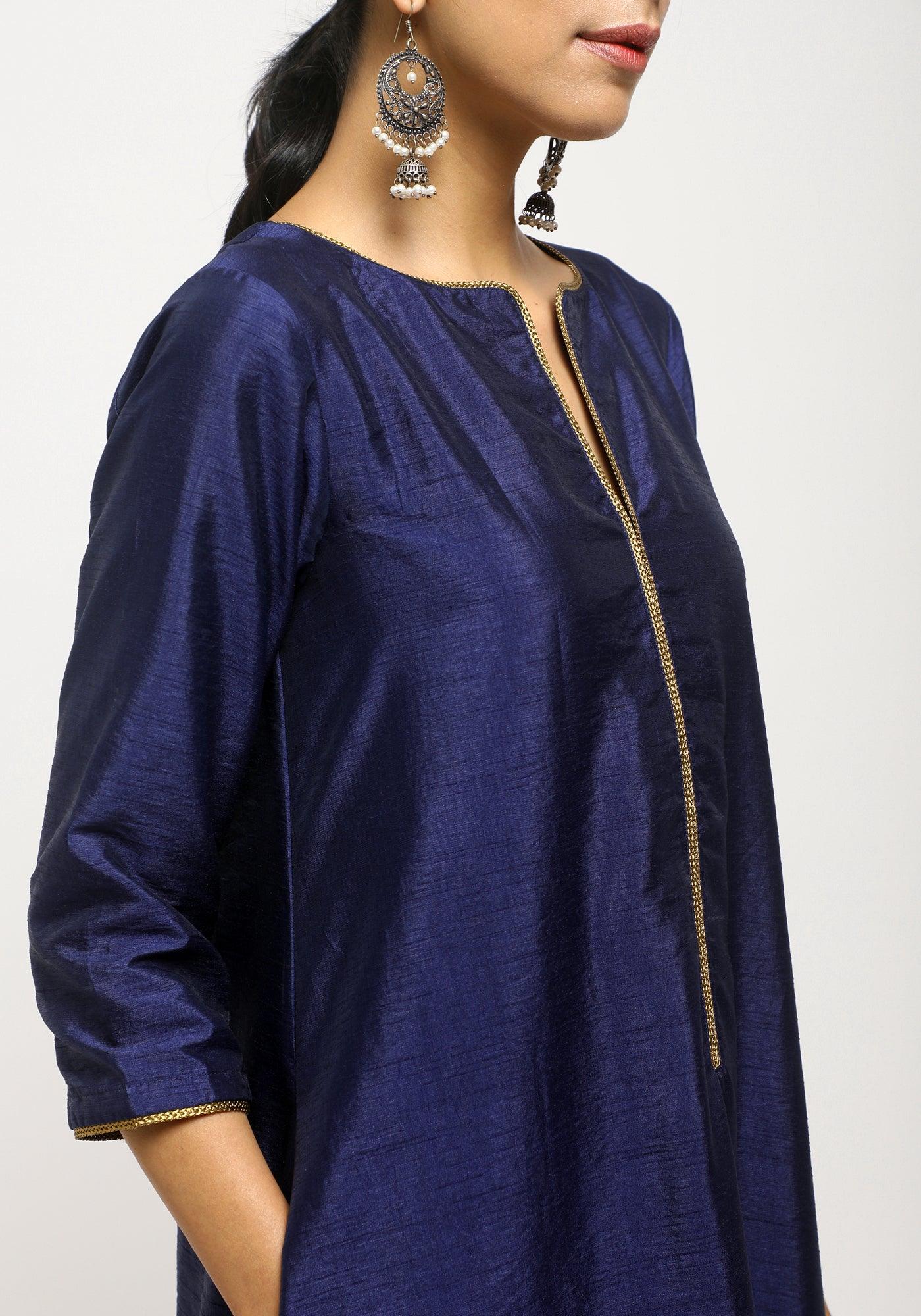 Blue Laced Kurta Set - trueBrowns