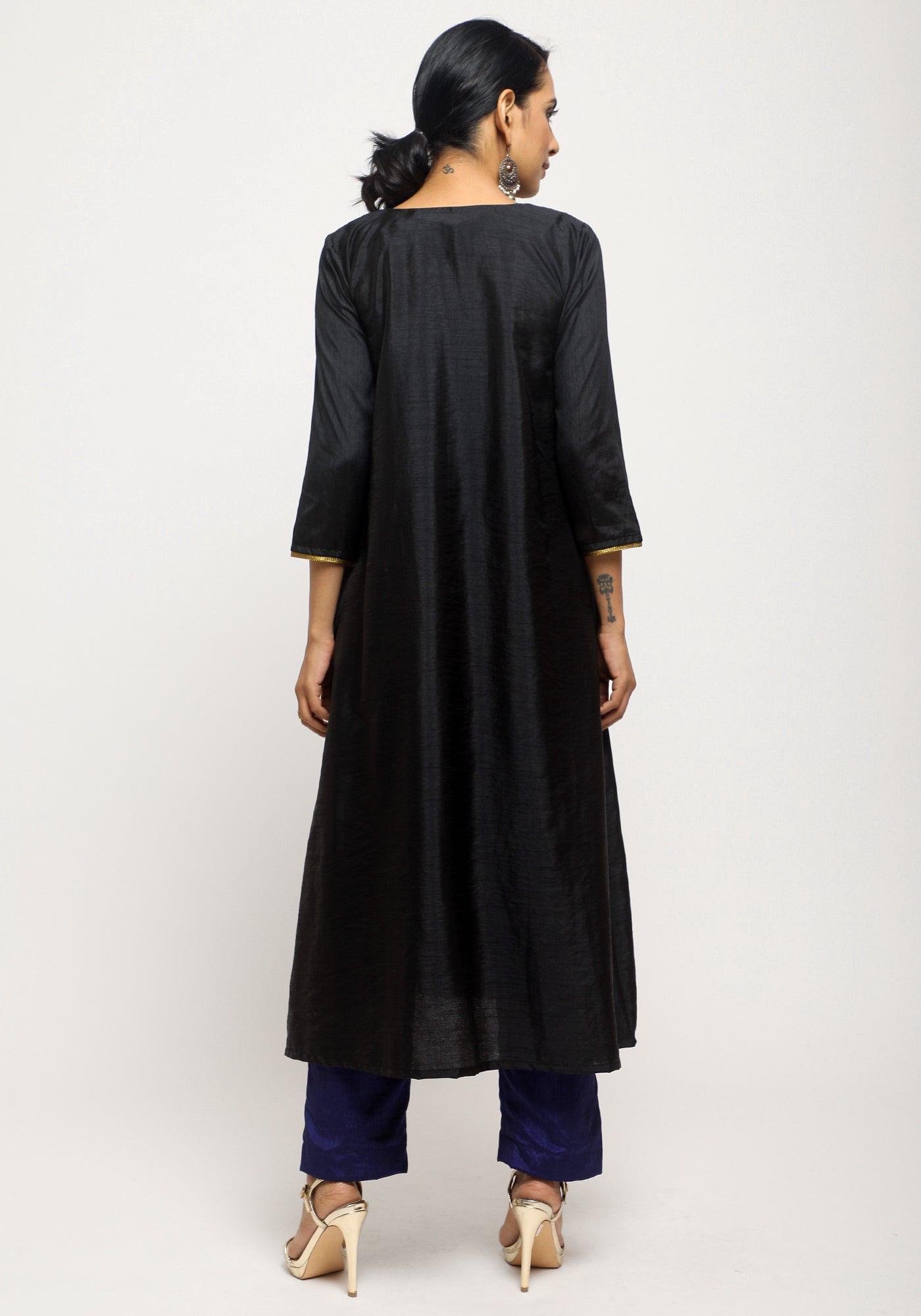 Black Laced Kurta Set - trueBrowns
