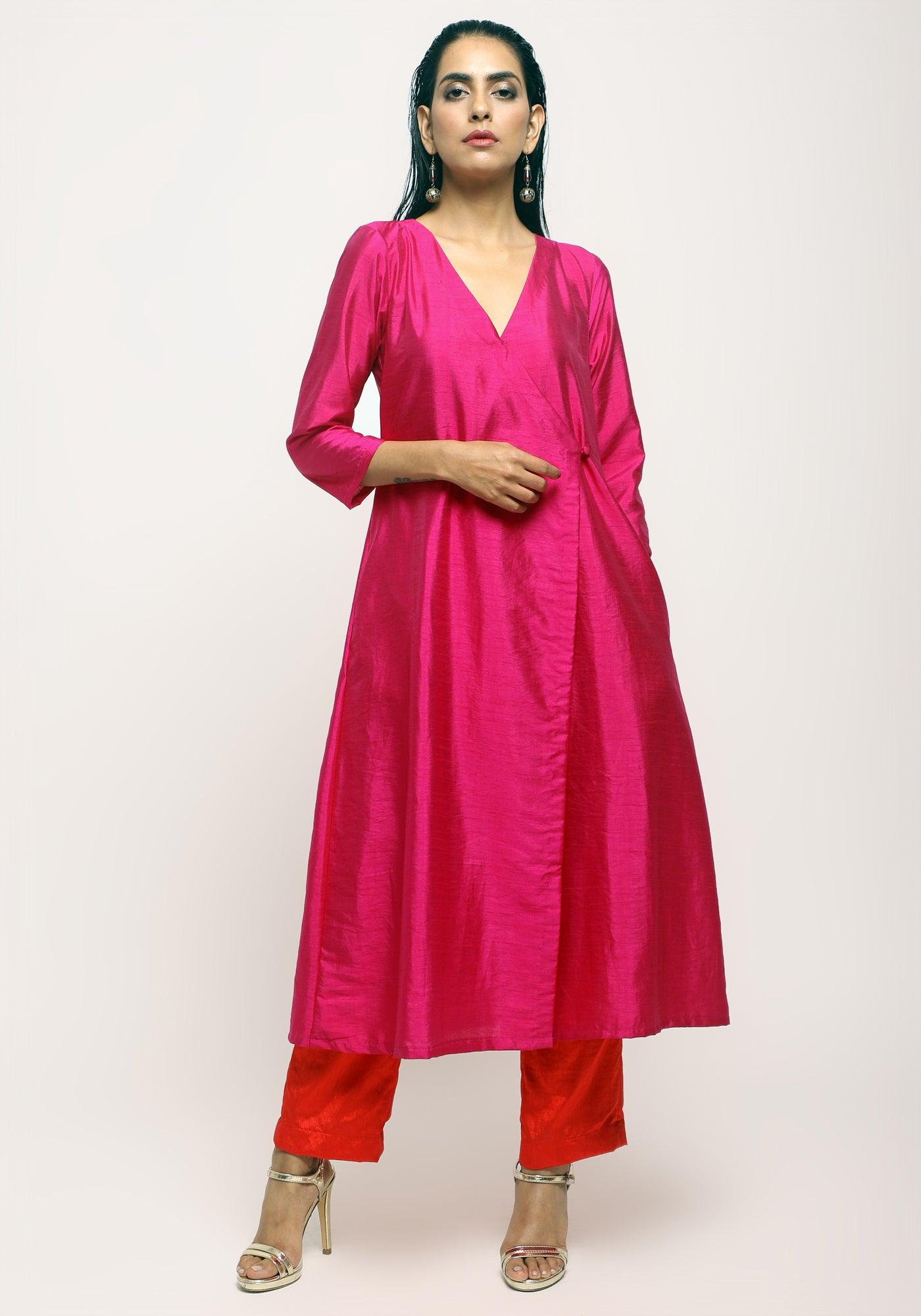 Silk Blend Angrakha-Contrast Pant - trueBrowns