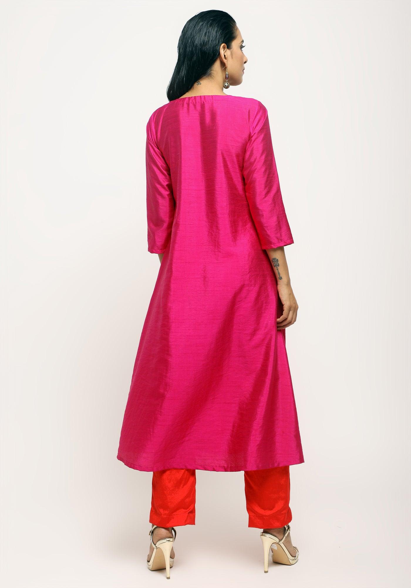 Silk Blend Angrakha-Contrast Pant - trueBrowns