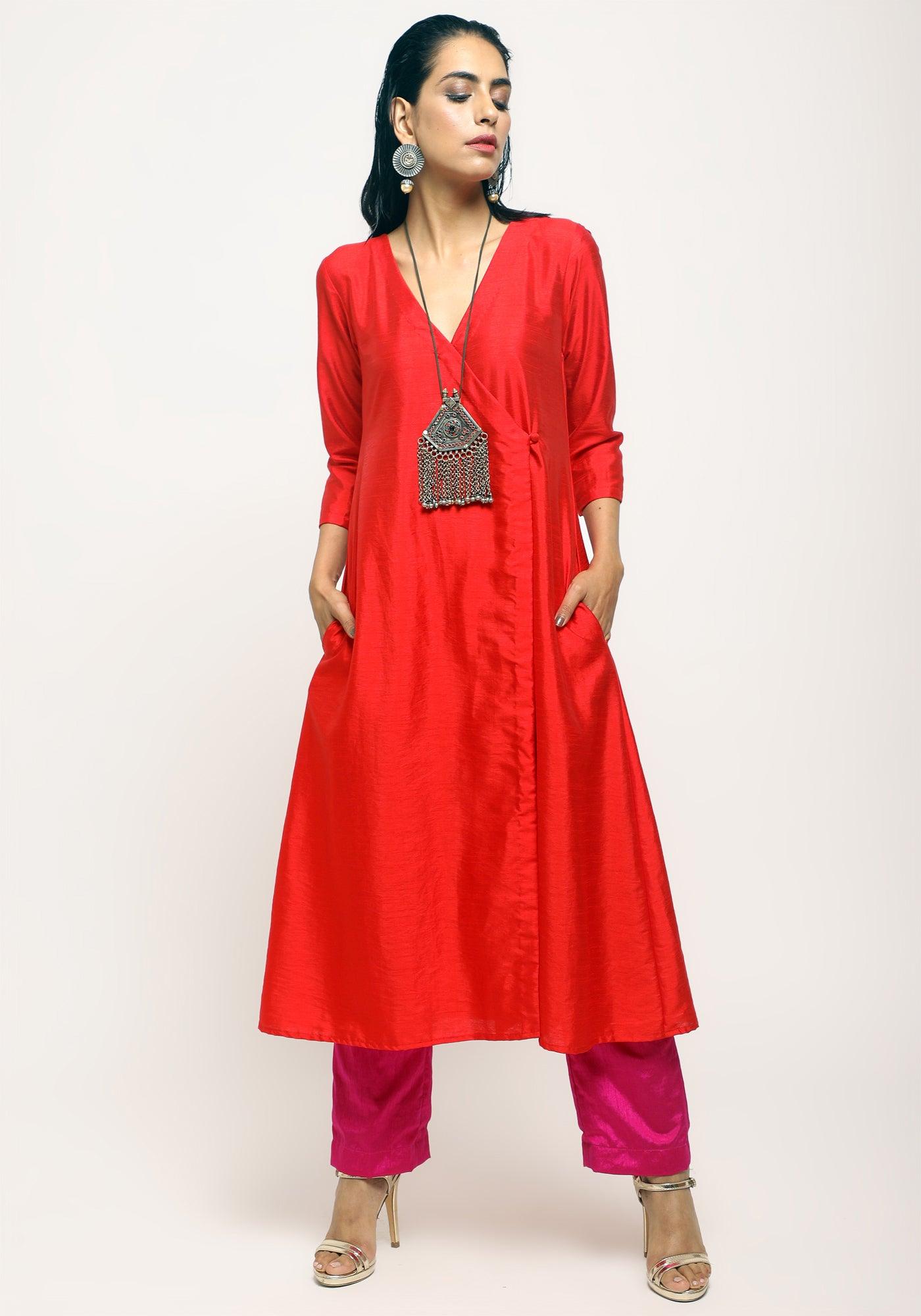 Silk Blend Angrakha-Contrast Pant - trueBrowns