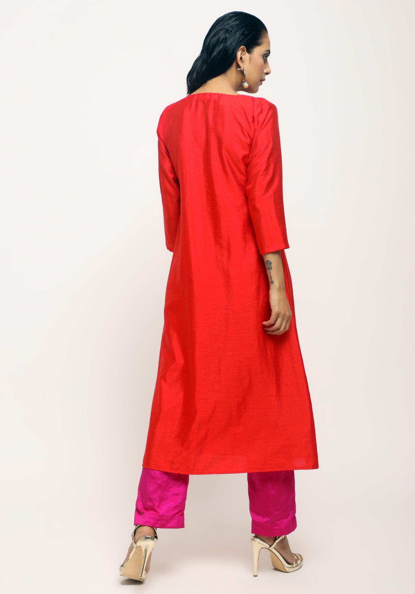 Silk Blend Angrakha-Contrast Pant - trueBrowns