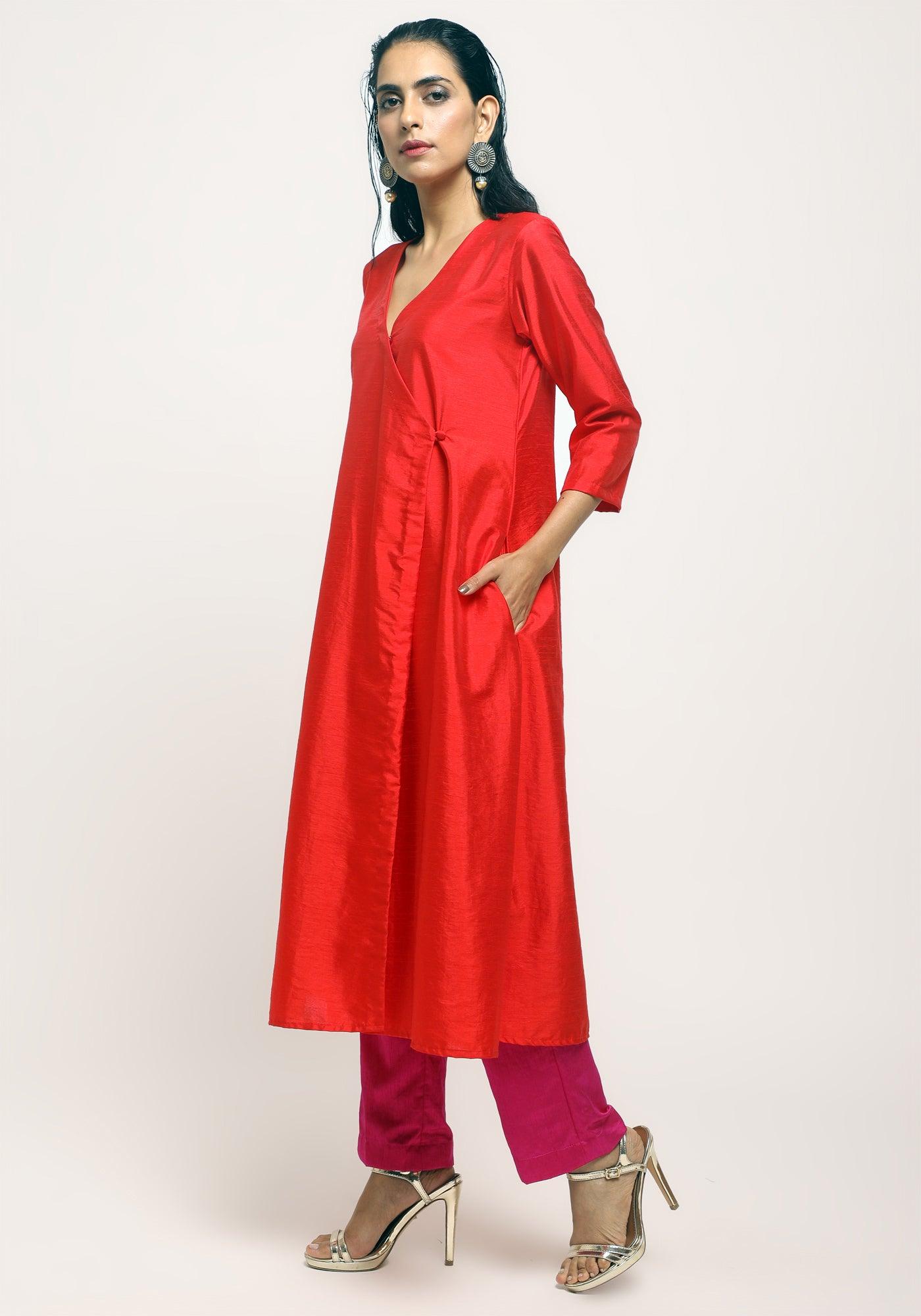 Silk Blend Angrakha-Contrast Pant - trueBrowns