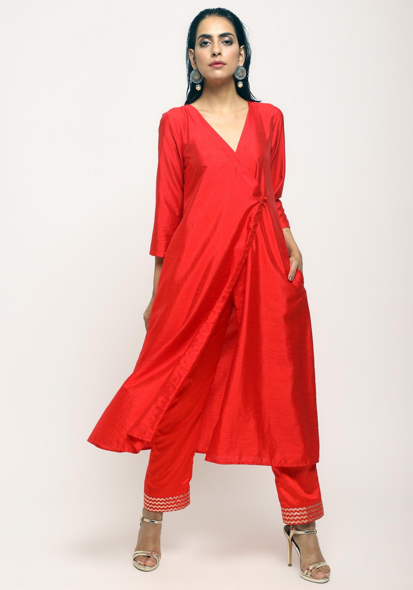 Orange Angrakha Foil Pant - trueBrowns