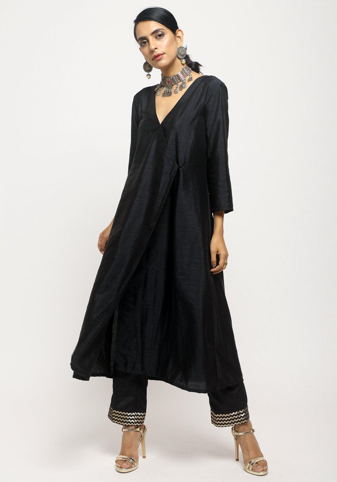 Black Angrakha Foil Pant - trueBrowns