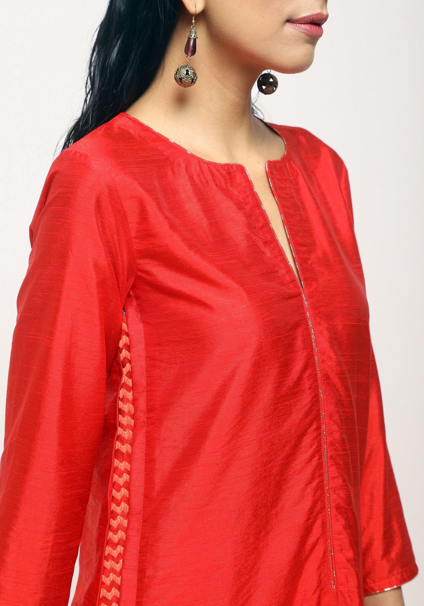 Orange Foil High Slit Kurta - trueBrowns