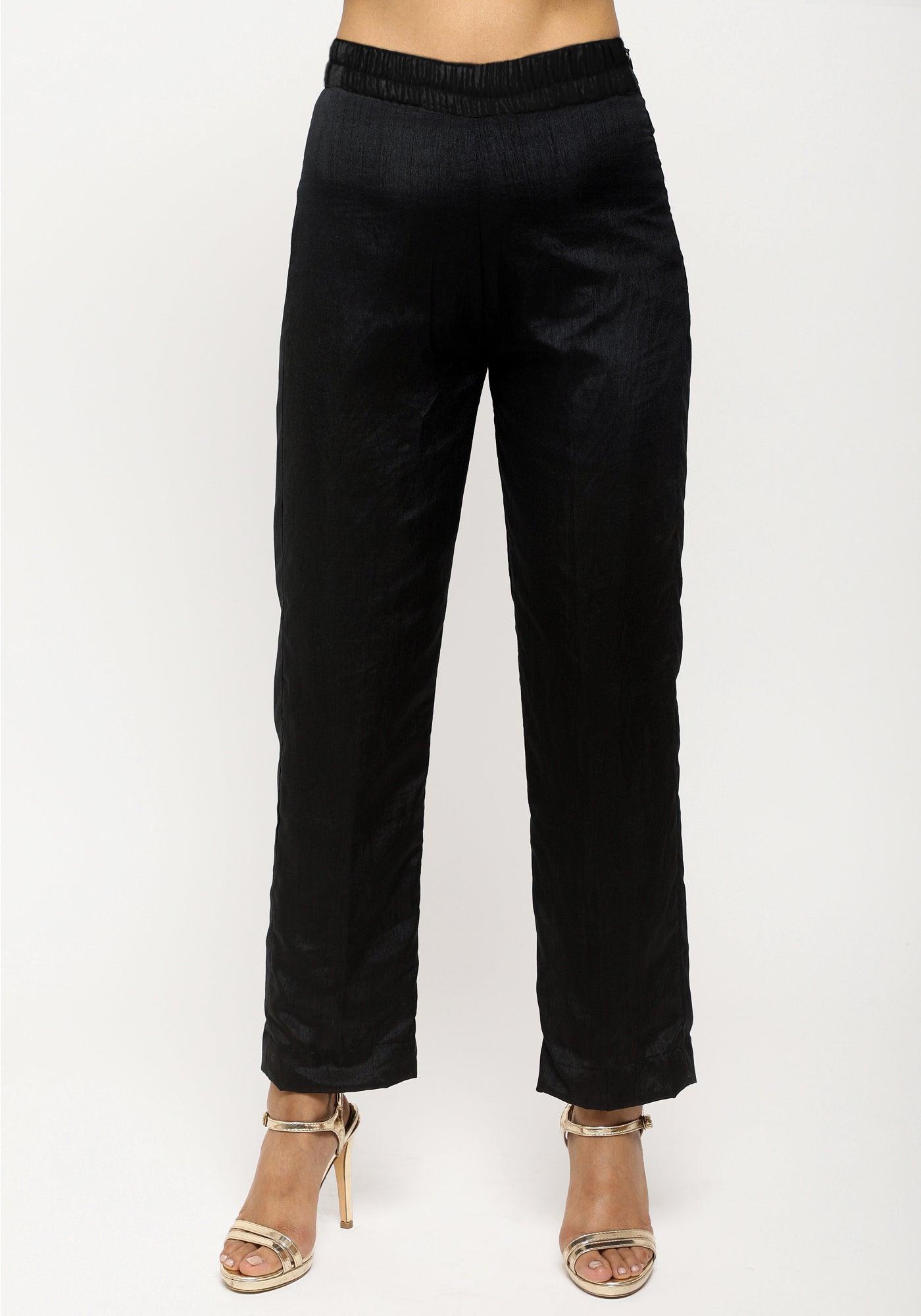 Black Foil High Slit Kurta - trueBrowns