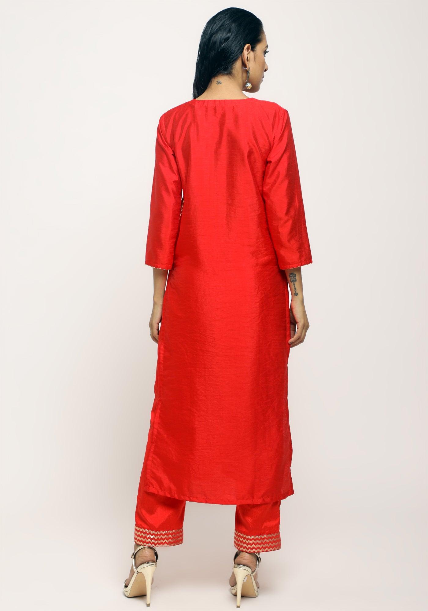 Orange Foil High Slit- Foil Pant - trueBrowns