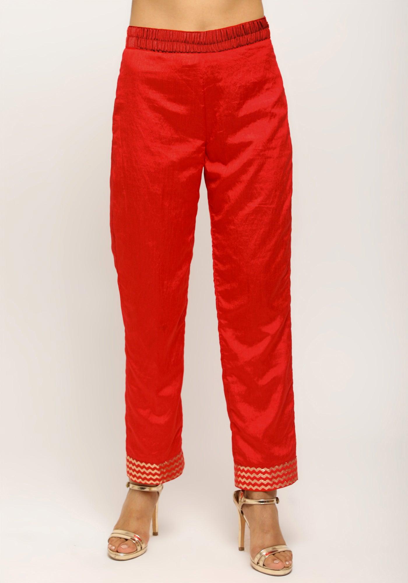 Orange Foil High Slit- Foil Pant - trueBrowns