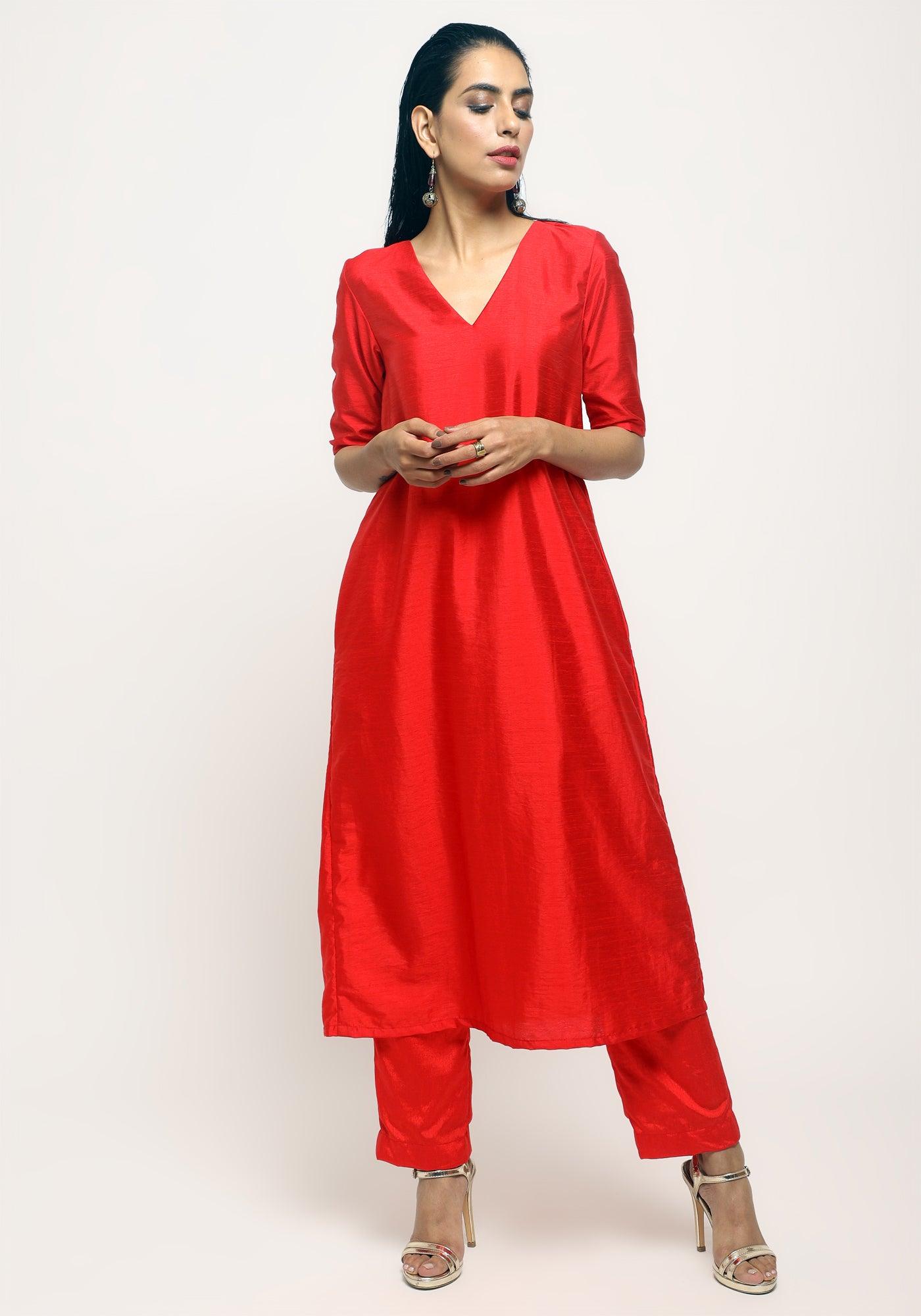 Pink Orange Jacket Kurta Set - trueBrowns