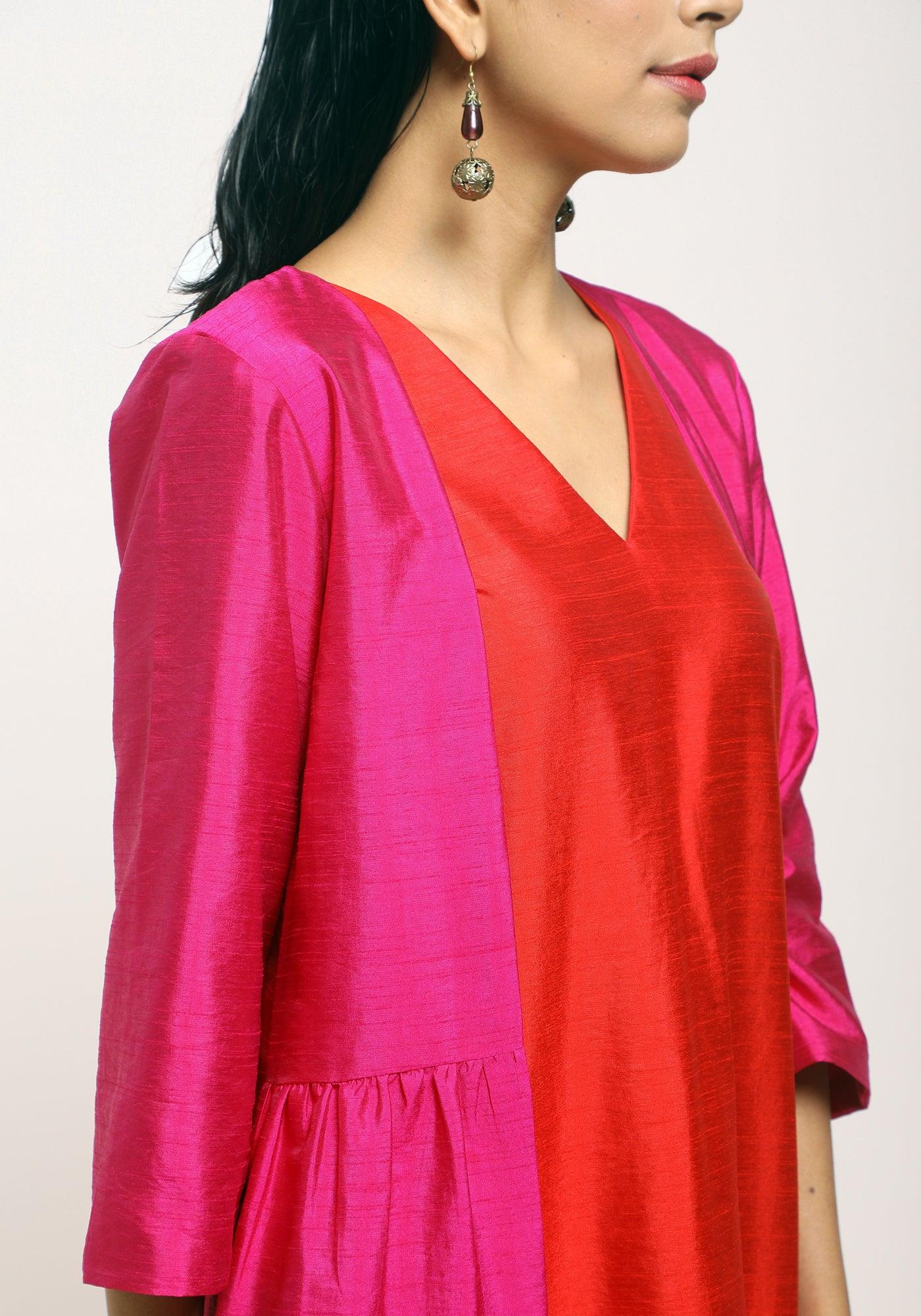 Pink Orange Jacket Kurta Set - trueBrowns