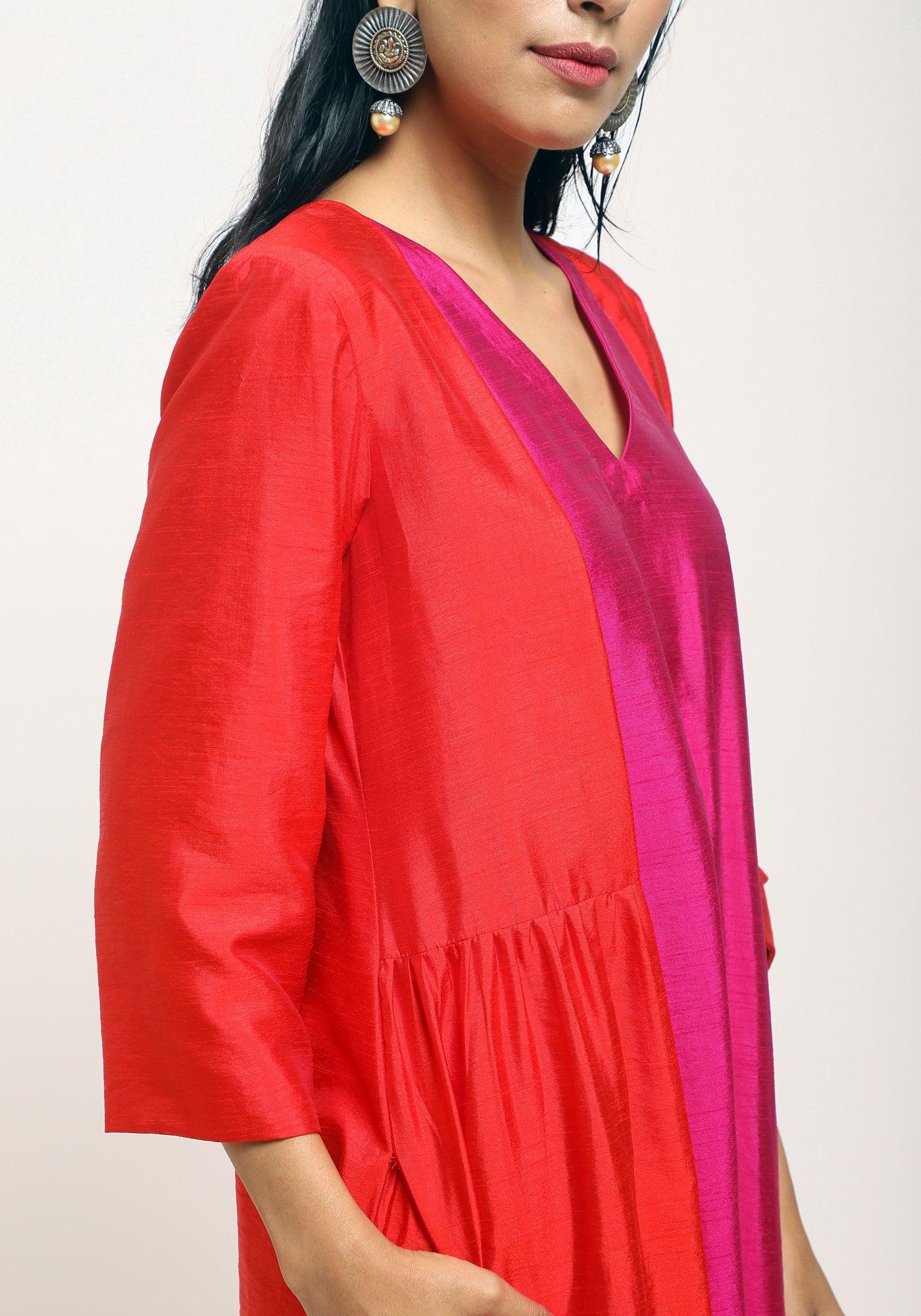 Orange Pink Jacket Kurta Set - trueBrowns