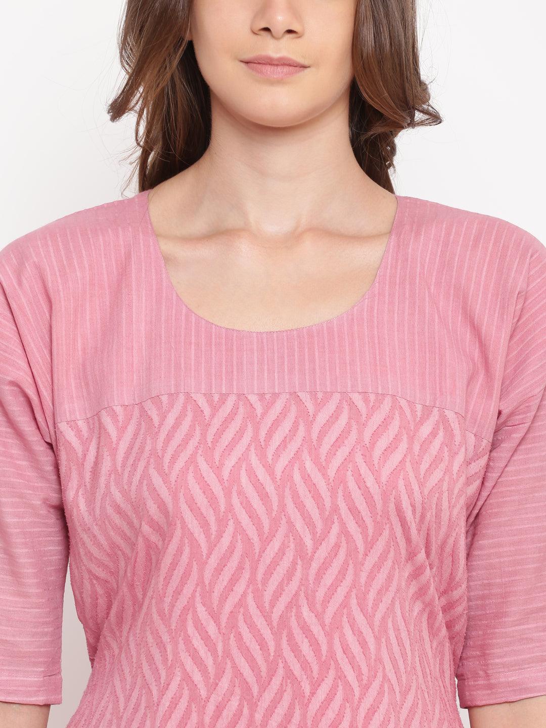 Pink Dobby Tie-up Dress - trueBrowns