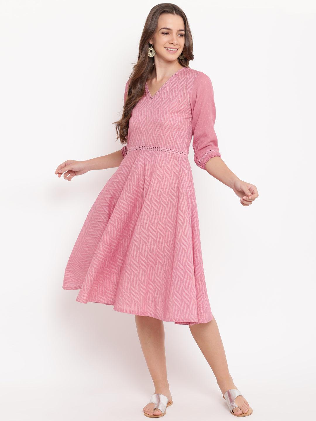 Pink Floral Dobby Lace Dress - trueBrowns