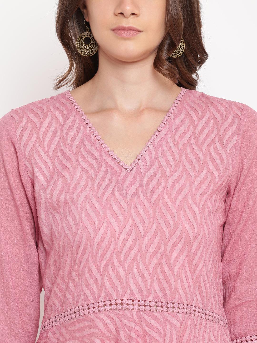 Pink Floral Dobby Lace Dress - trueBrowns