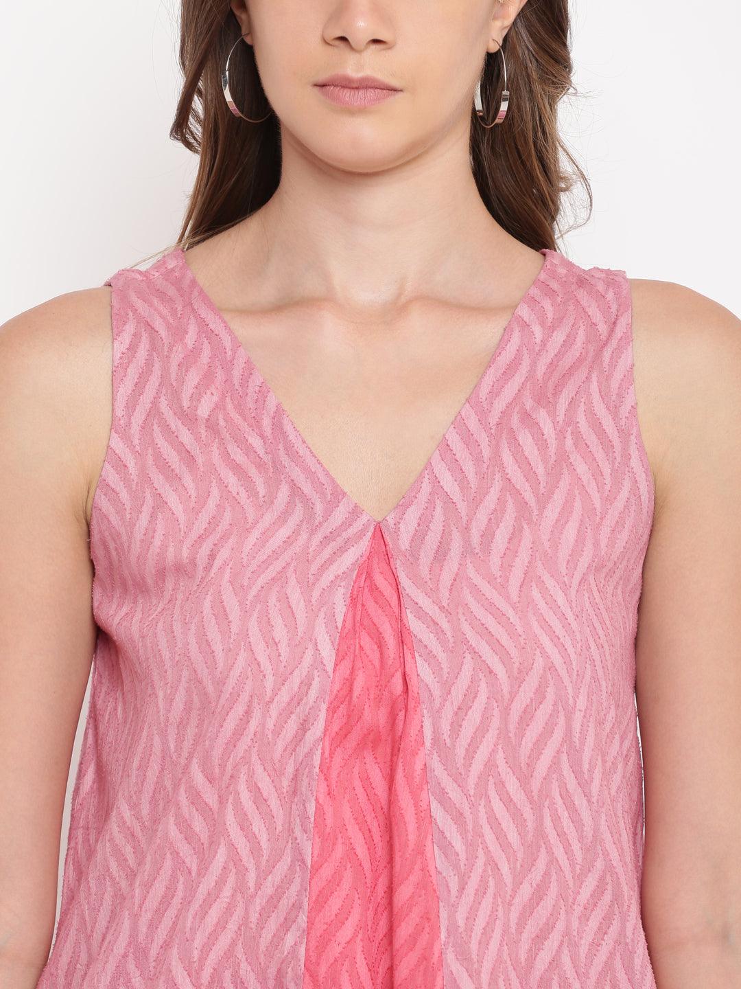 Pink Dobby V-Asymmetric Dress - trueBrowns