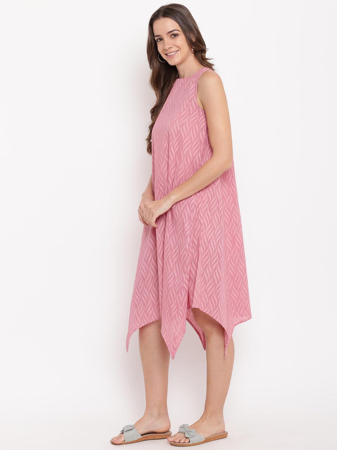 Pink Dobby Asymmetric Dress - trueBrowns