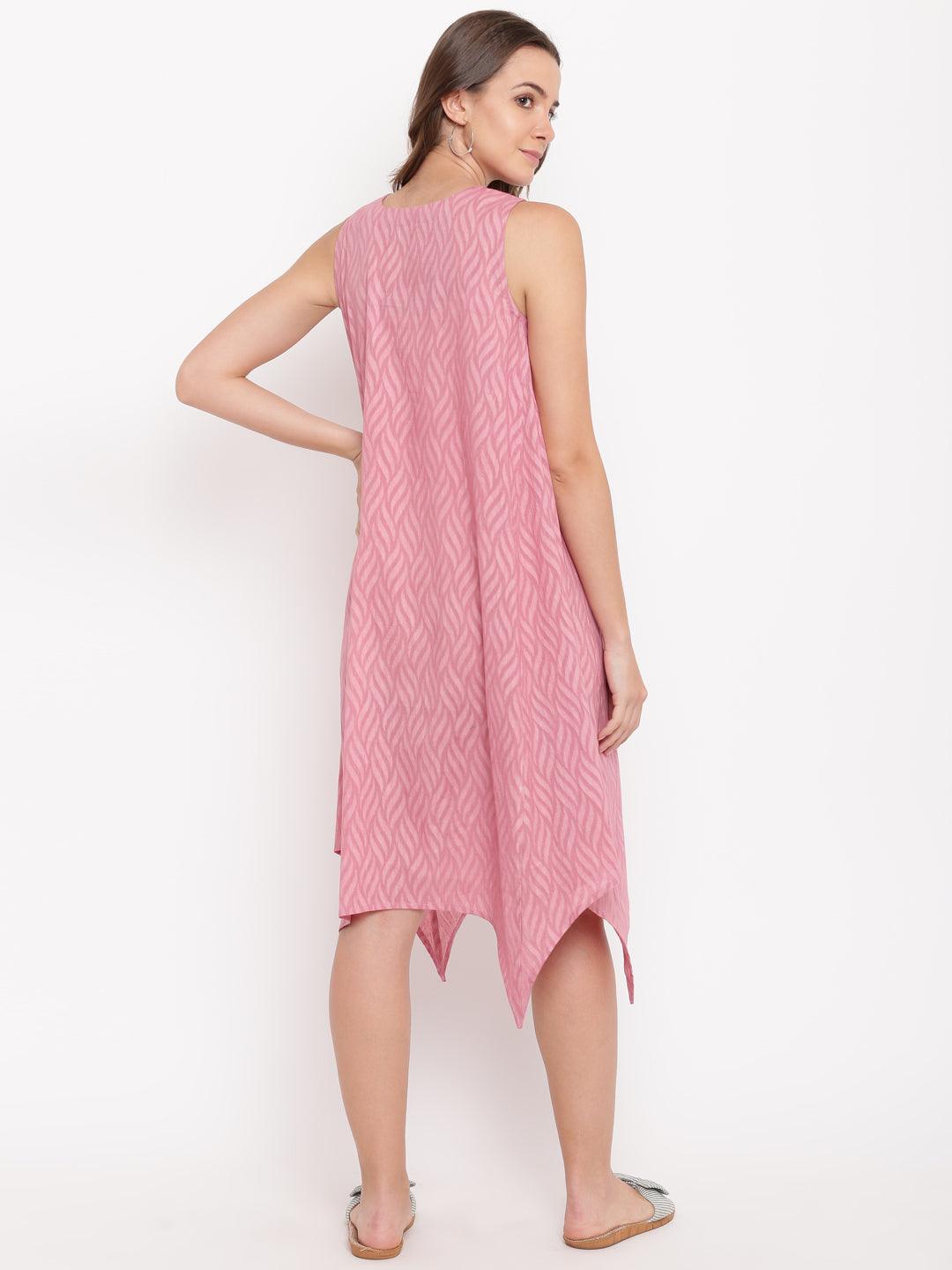 Pink Dobby Asymmetric Dress - trueBrowns