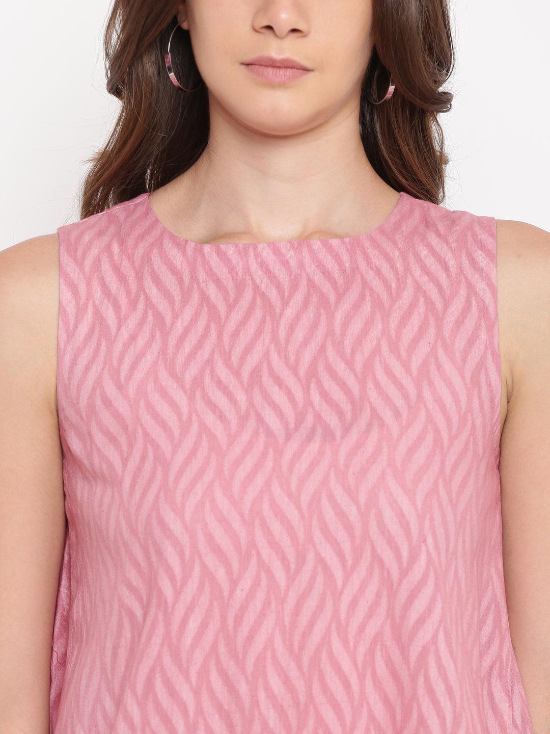 Pink Dobby Asymmetric Dress - trueBrowns