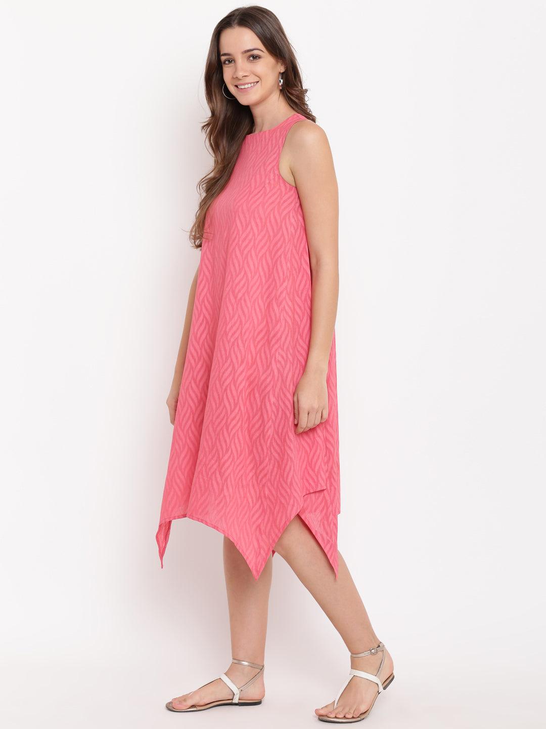 Brick Pink Dobby Asymmetric Dress - trueBrowns