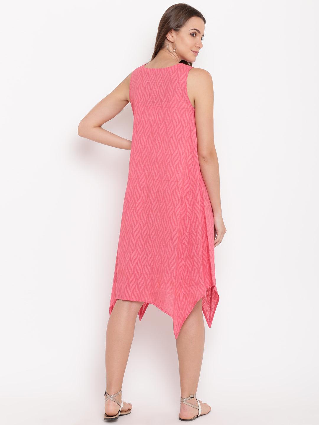 Brick Pink Dobby Asymmetric Dress - trueBrowns