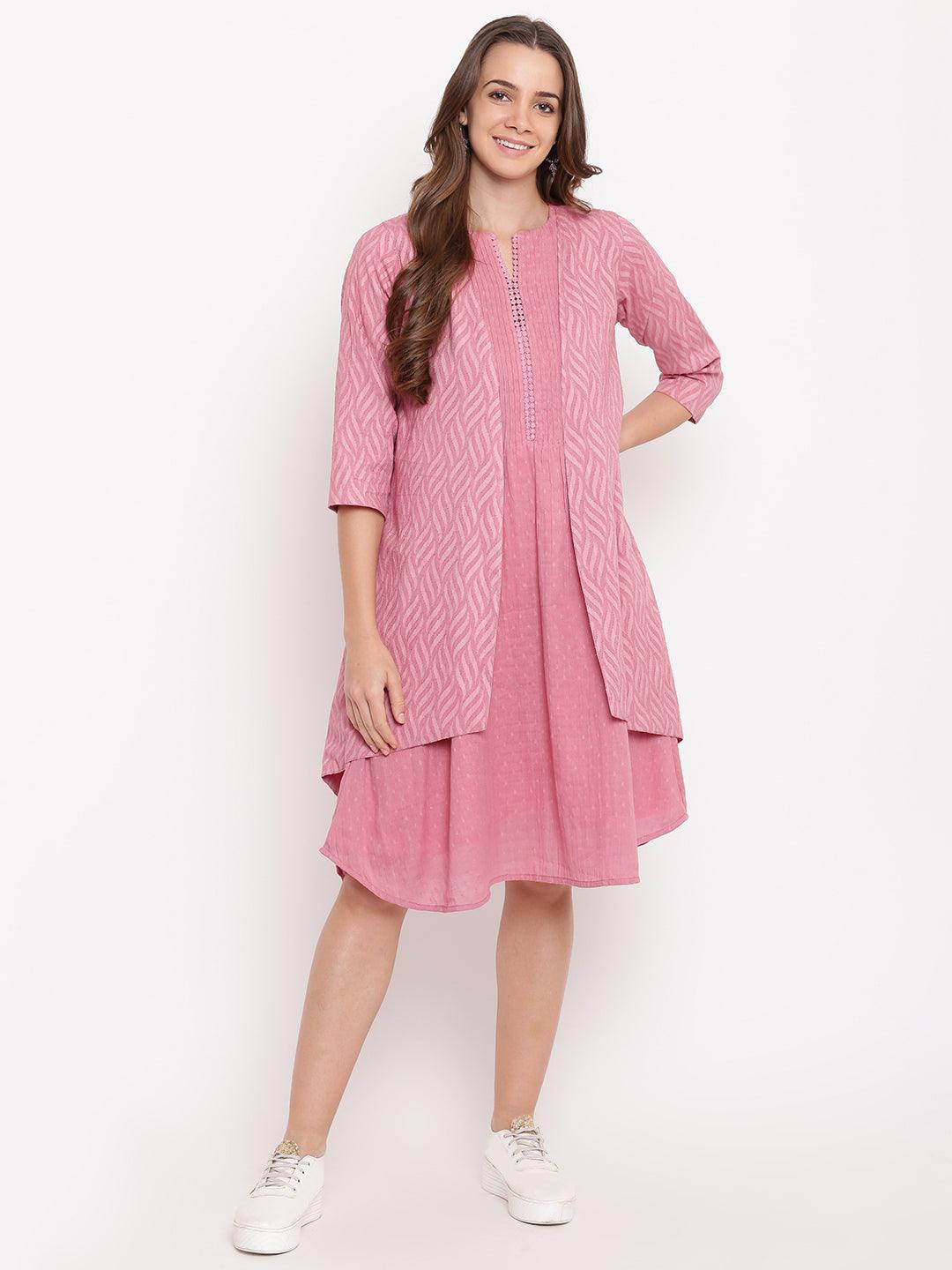 Pink Pin-Tucks Dress Reversible Jacket - trueBrowns
