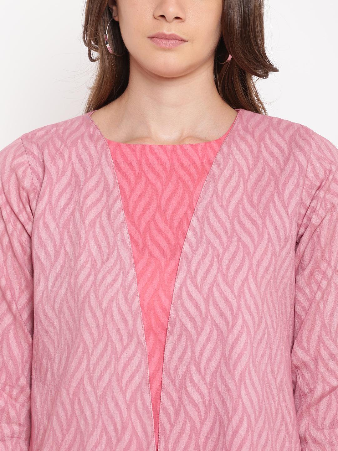 Brick Pink Dobby Asymmetric Dress Reversible Jacket - trueBrowns