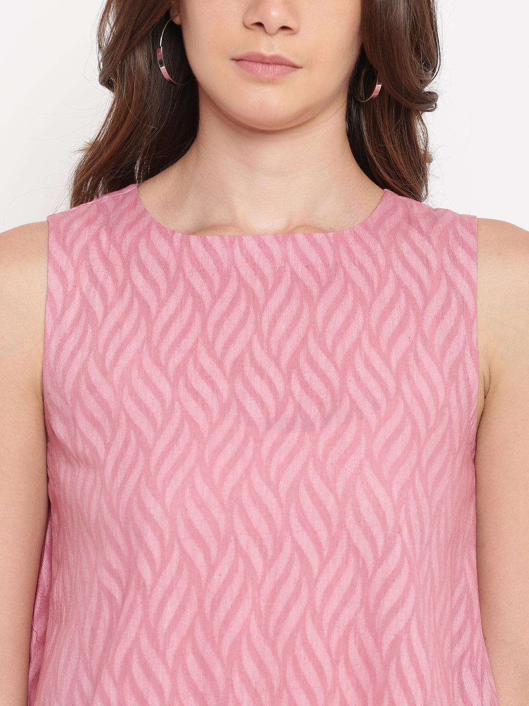 Pink Dobby Asymmetric Kurta-Palazzo - trueBrowns