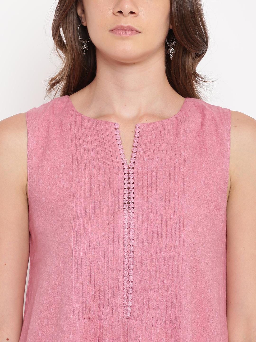 Pink Pin-Tucks Kurta-Palazzo - trueBrowns