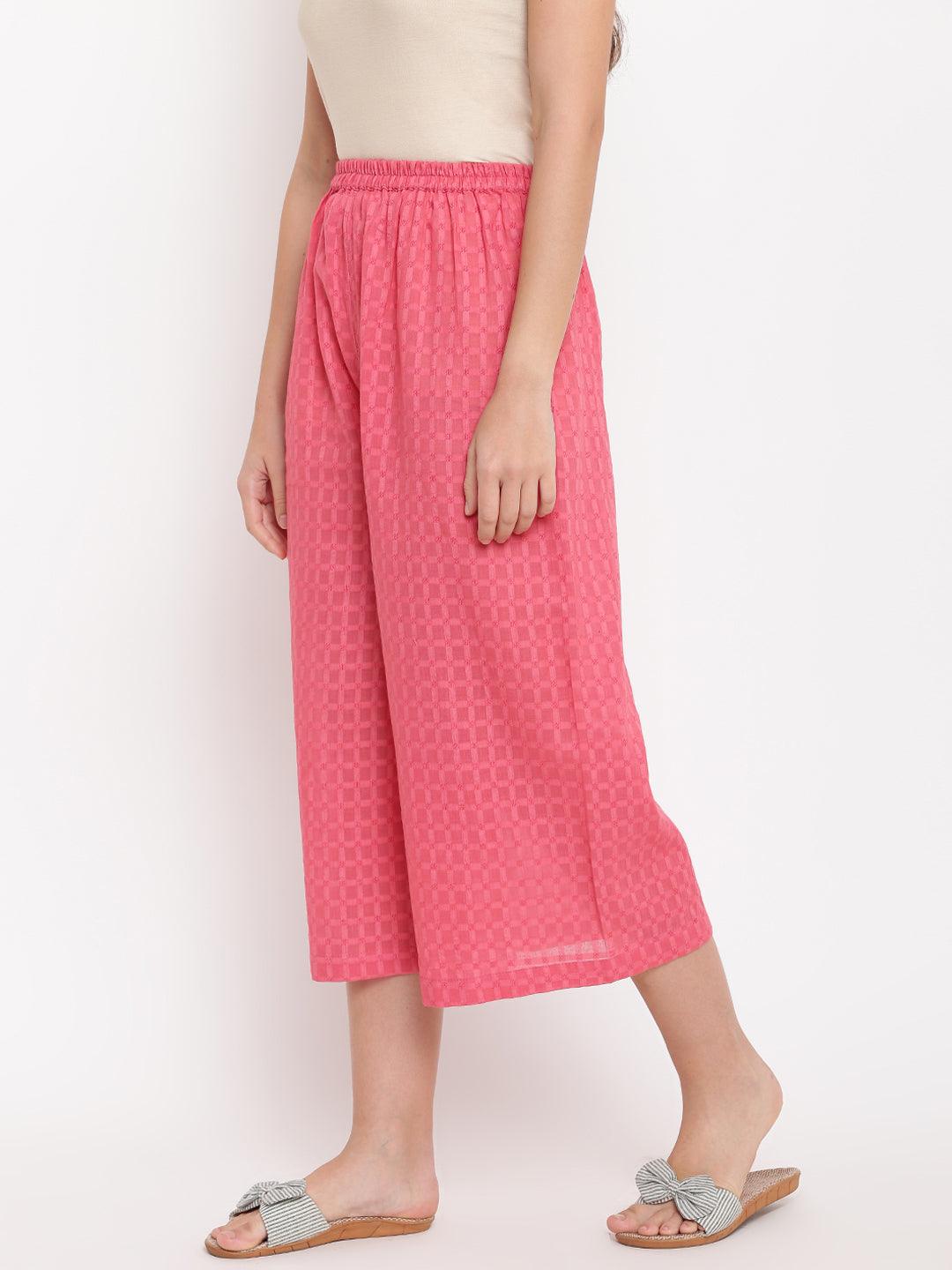 Brick Pink Dobby Palazzo - trueBrowns