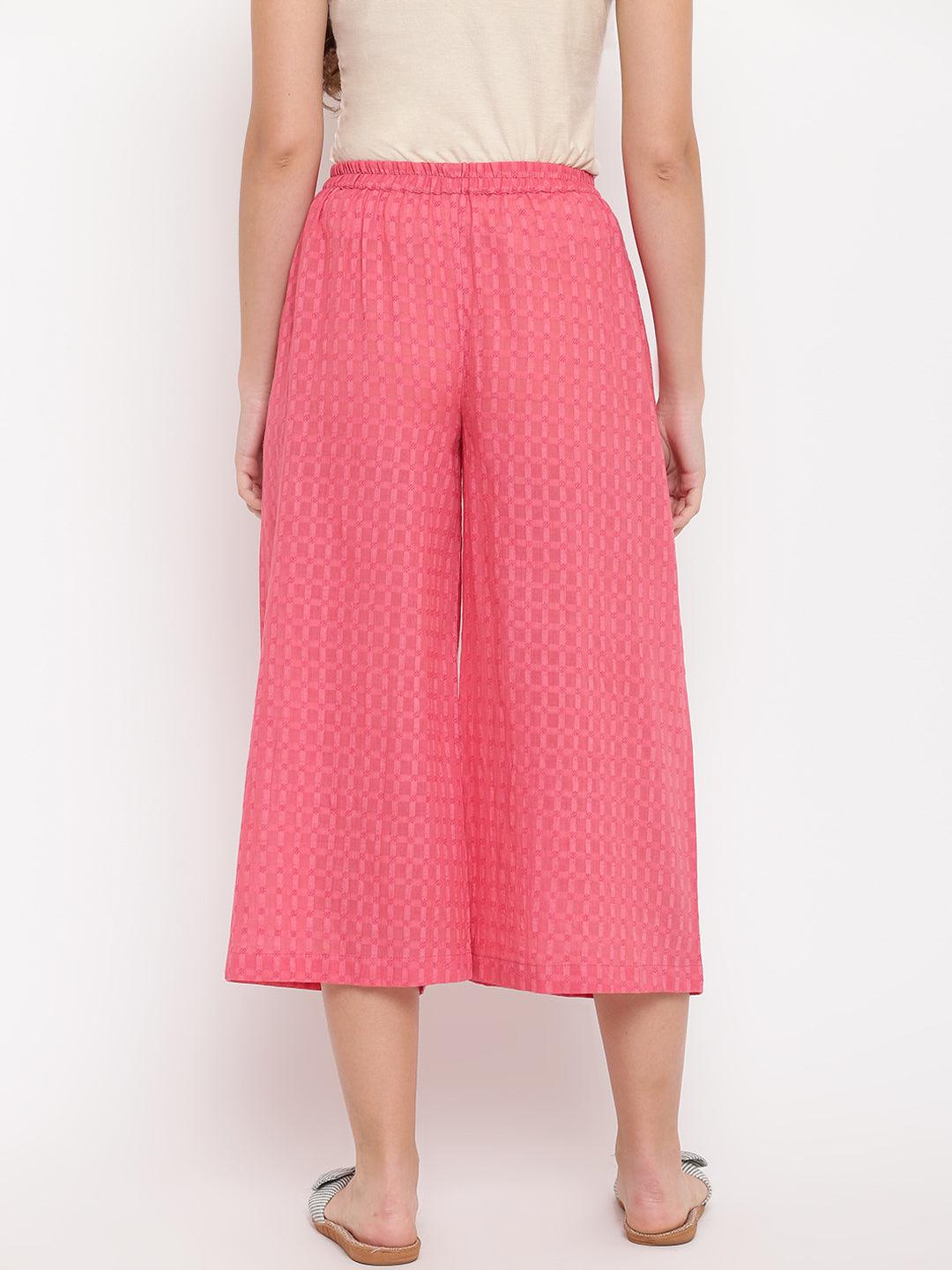 Brick Pink Dobby Palazzo - trueBrowns