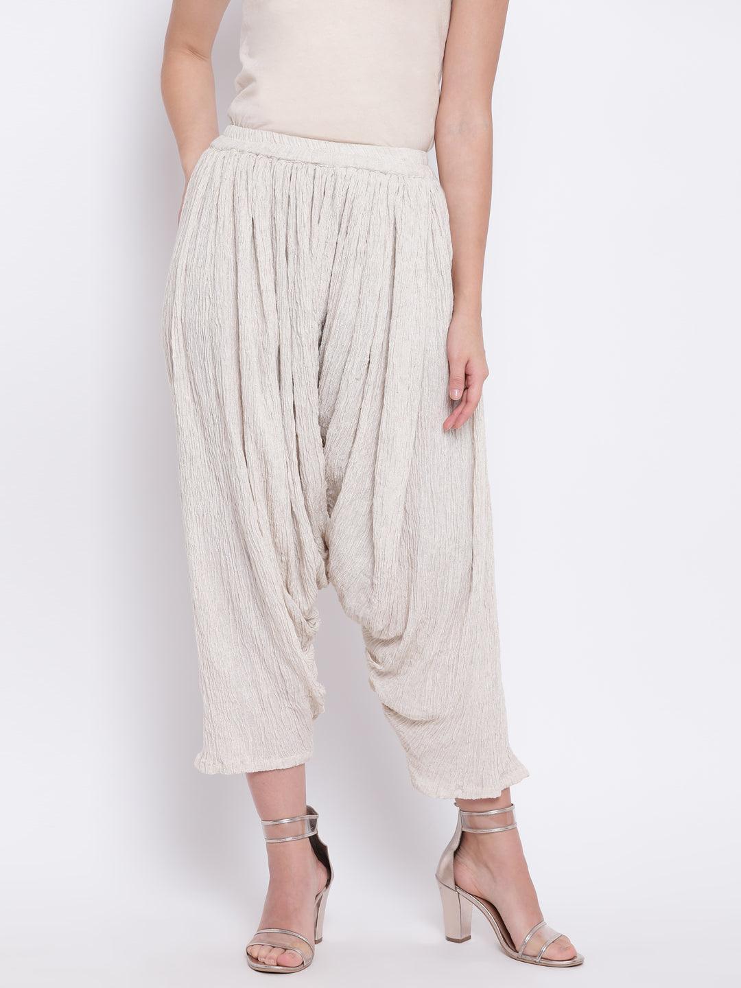 Beige Crinkle Ruffled Pant - trueBrowns