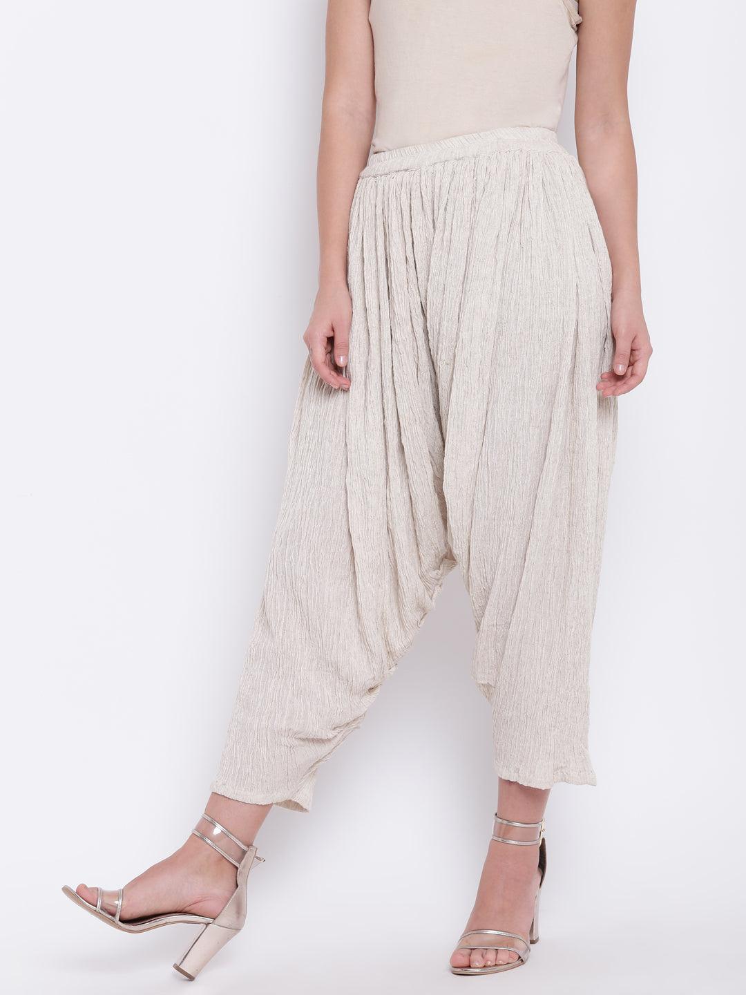 Beige Crinkle Ruffled Pant - trueBrowns