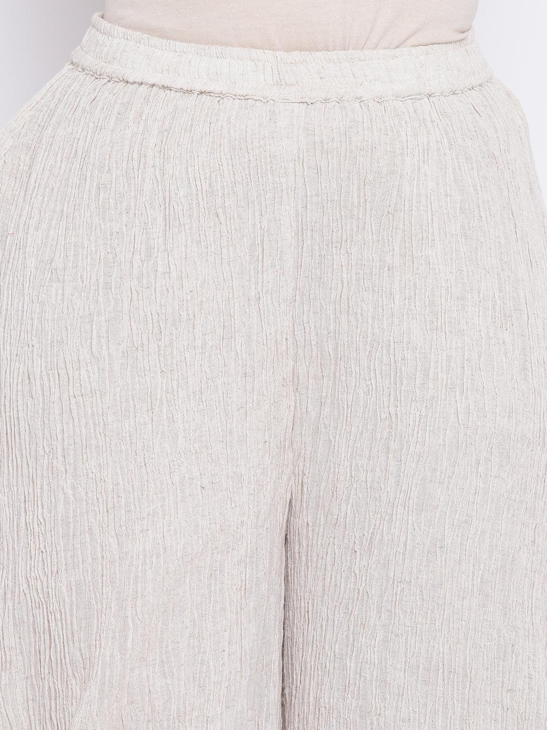 Beige Crinkle Kurta-Pant - trueBrowns