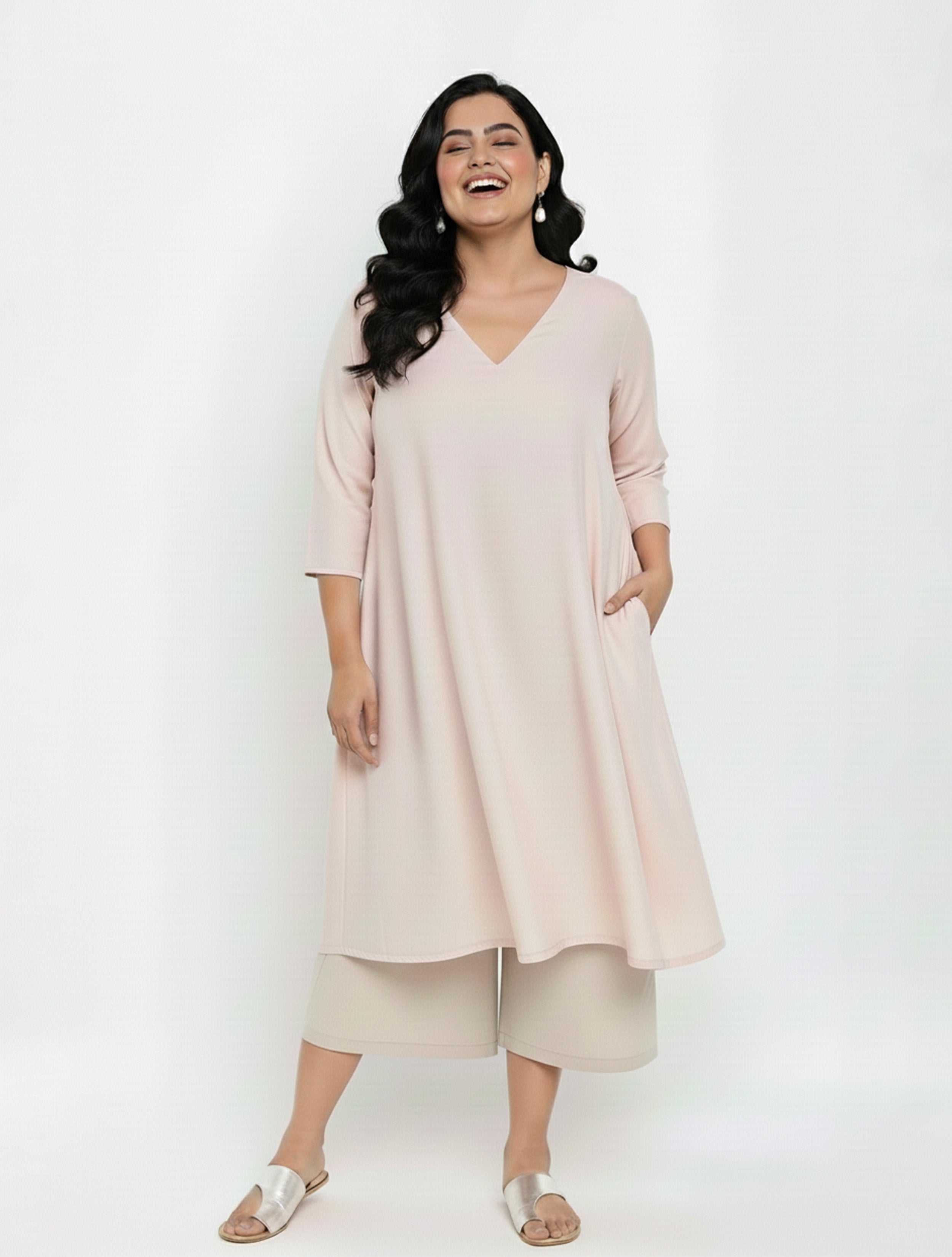 Linen Cotton Rose Kurta Pant Set