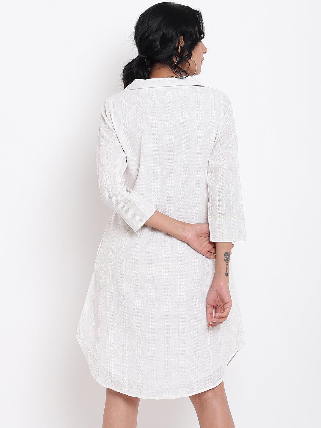 White Cotton Collared Dress - trueBrowns