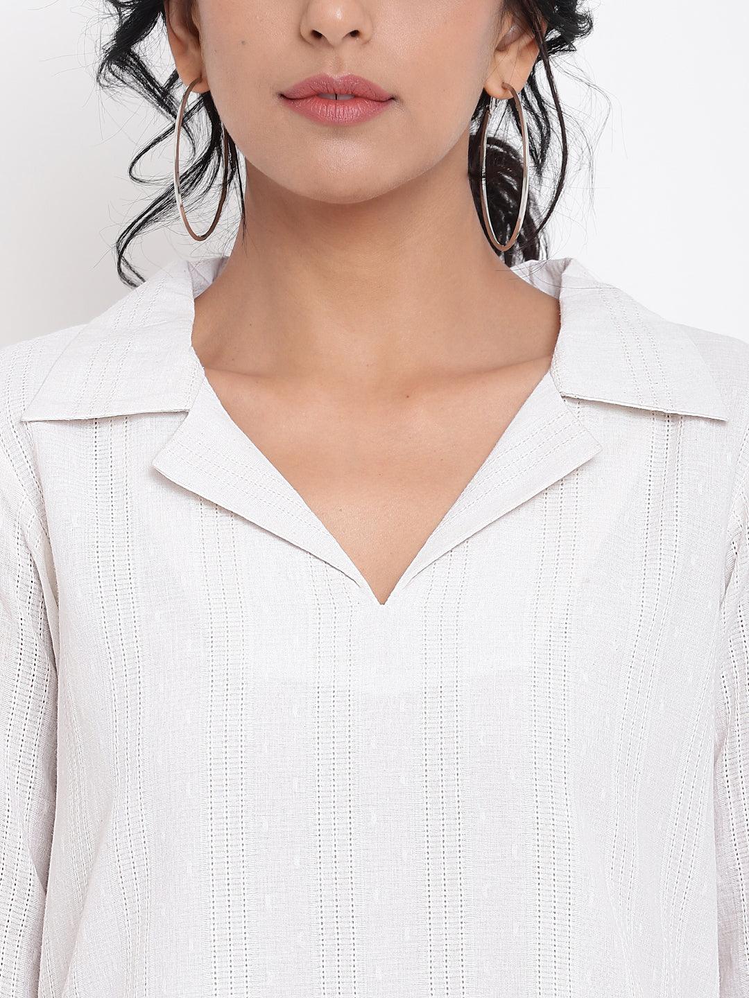 White Cotton Collared Dress - trueBrowns