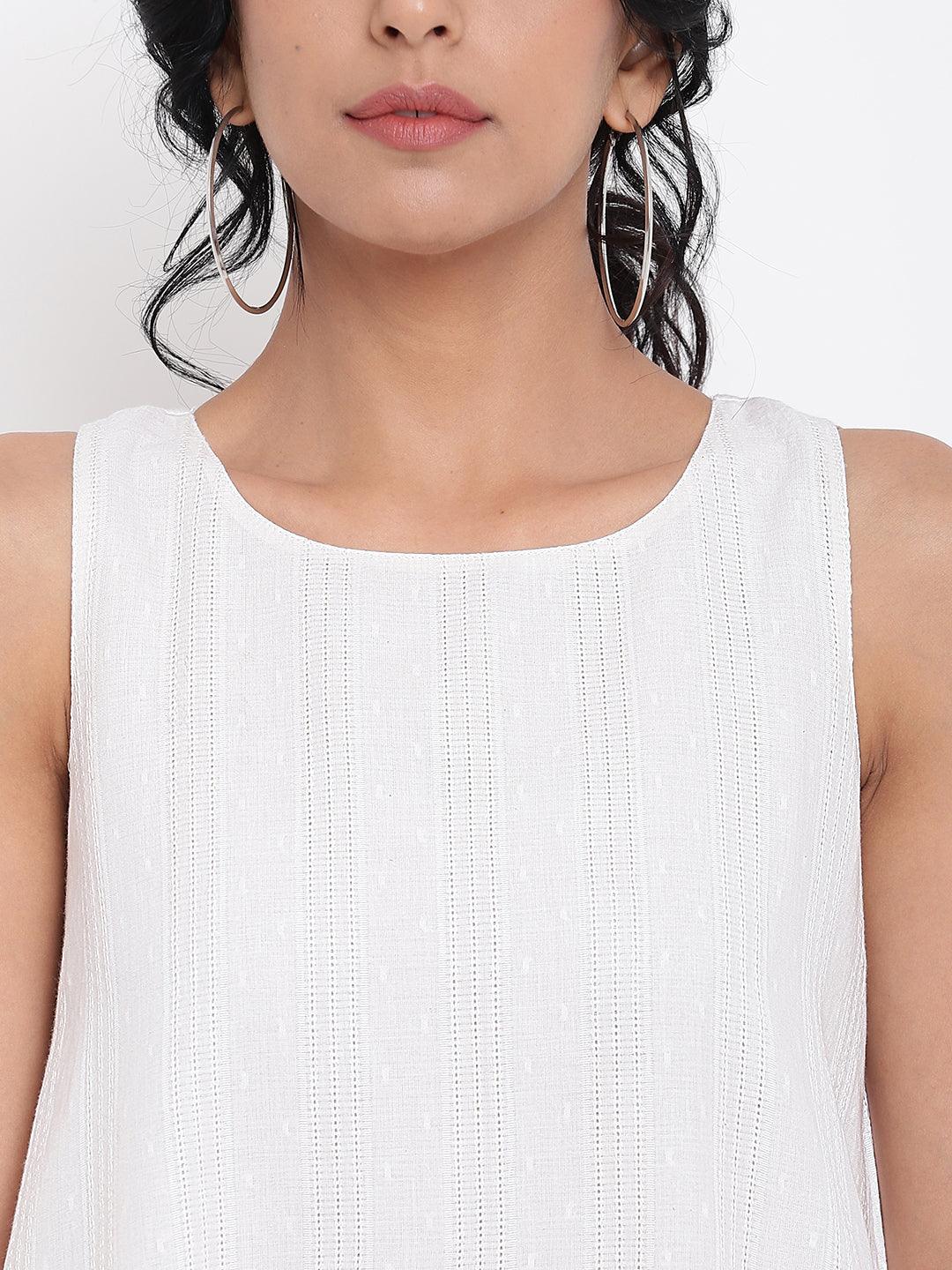 White Green Horizontal Panel Dress - trueBrowns