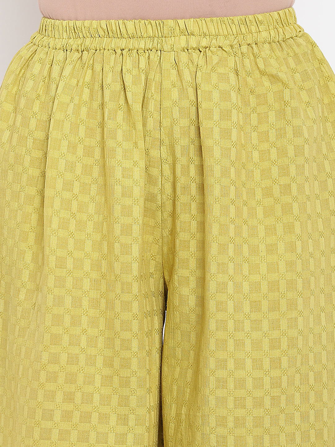 Green Cotton Panelled Kurta Set