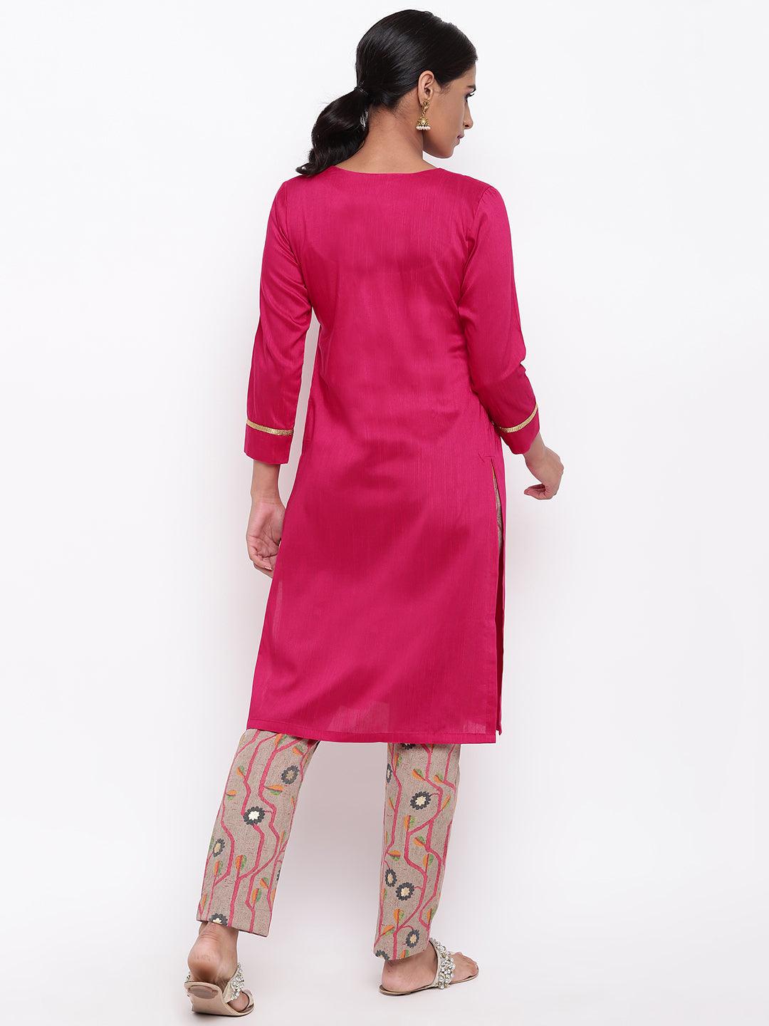 Pink Kurta Stem Foil Pant - trueBrowns