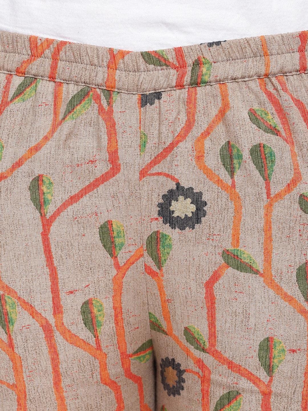 Orange Lace Kurta Stem Foil Pant - trueBrowns