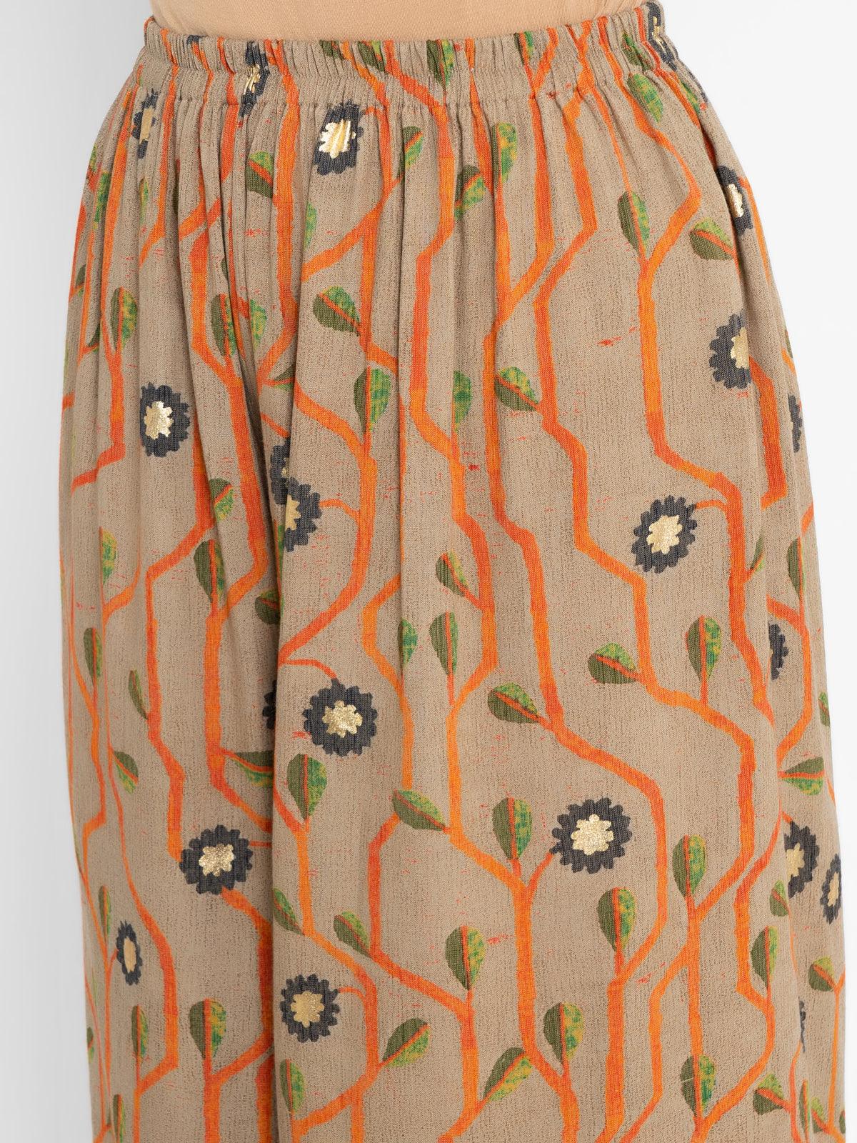 Grey Orange Printed Cotton Pant - trueBrowns